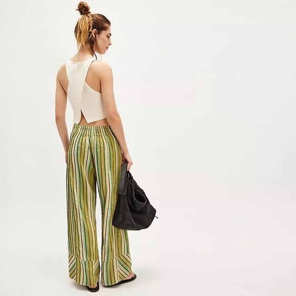 FREE PEOPLE Day's End Stripe Pants Camo Combo XS - Picture 3 of 9